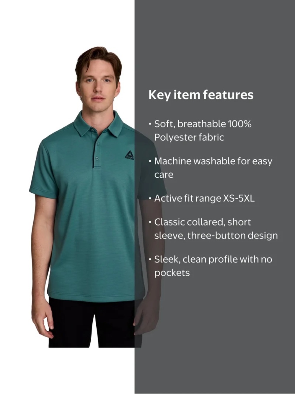 NWT Reebok Men’s Performance Polo - Picture 2 of 7